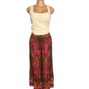 Intimately Free People Pink and Brown Metallic Wide Leg Boho Pants